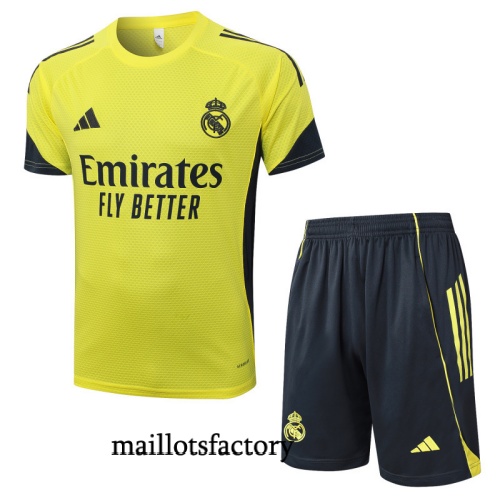 Achetez Maillot d'entrainement Real Madrid + Shorts 2025/26 Jaune/Bleu Marine Kit