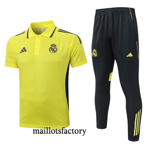 Site Maillot d'entrainement Real Madrid Polo 2025/26 Jaune/Noir Kit