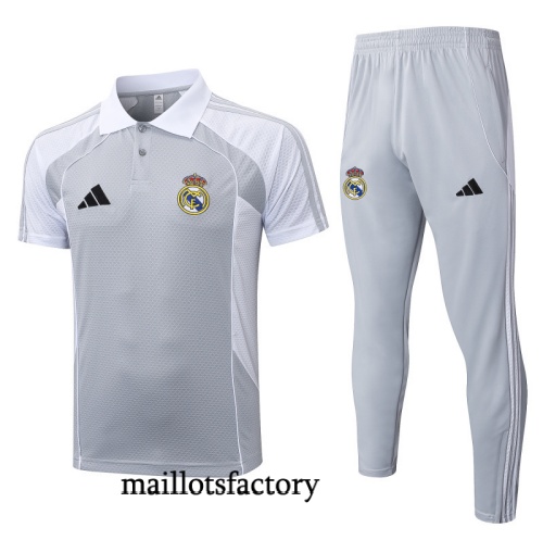 Achat Maillot d'entrainement Real Madrid Polo 2025/26 Gris/Blanc Kit