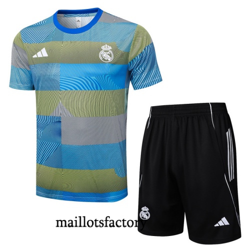Soldes Maillot d'entrainement Real Madrid + Shorts 2025/26 Bleu/Vert/Noir Kit