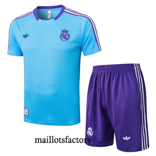 Achetez Maillot d'entrainement Real Madrid + Shorts 2025/26 Bleu Clair/Violet/Blanc Kit