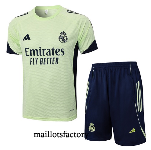 Soldes Maillot d'entrainement Real Madrid + Shorts 2025/26 Vert/Bleu Marine Kit
