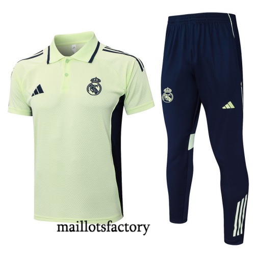 Grossiste Maillot d'entrainement Real Madrid Polo 2025/26 Vert/Bleu Marine Kit