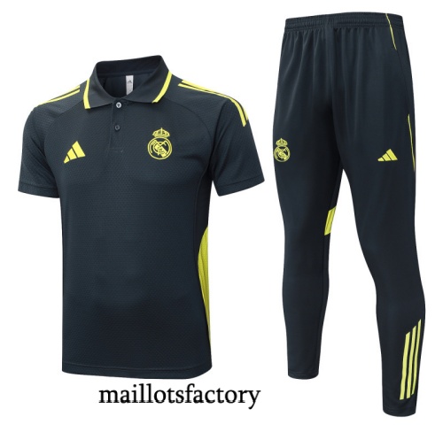 Achat Maillot d'entrainement Real Madrid Polo 2025/26 Gris foncé/Vert Kit