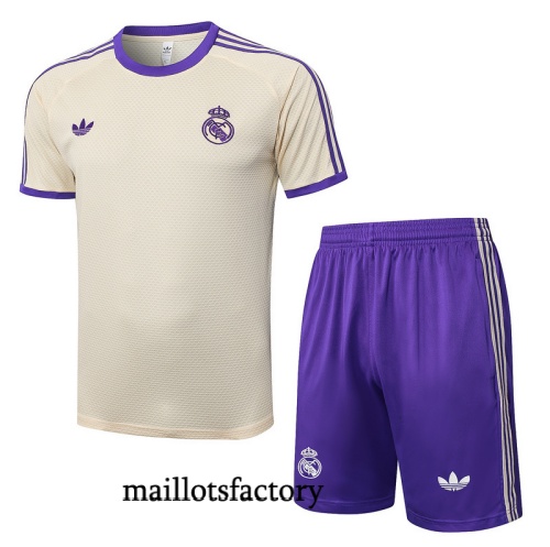 Grossiste Maillot d'entrainement Real Madrid + Shorts 2025/26 abricot/Violet Kit