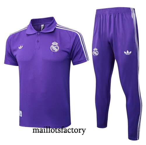 Site Maillot d'entrainement Real Madrid Polo 2025/26 violet/Blanc Kit