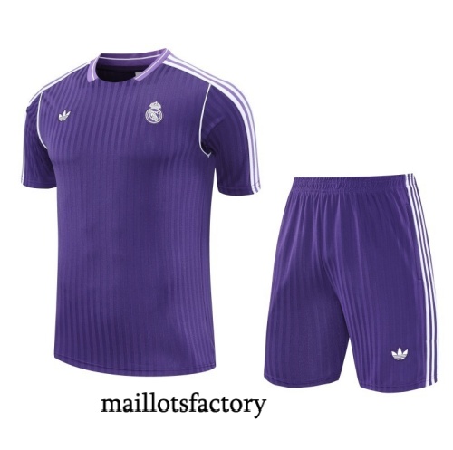 Soldes Maillot d'entrainement Real Madrid + Shorts 2025/26 violet/Blanc Kit