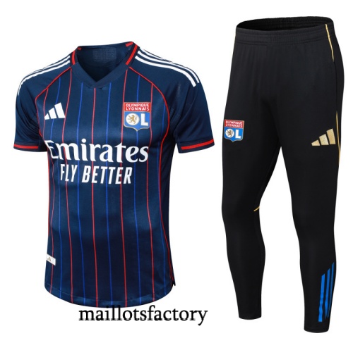 Grossiste Maillot d'entrainement Lyon 2025/26 Noir/Bleu Kit