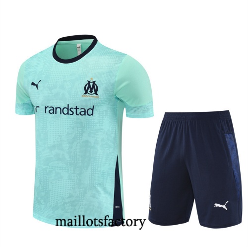 Soldes Maillot d'entrainement Marseille Enfant + Shorts 2025/26 Bleu Kit