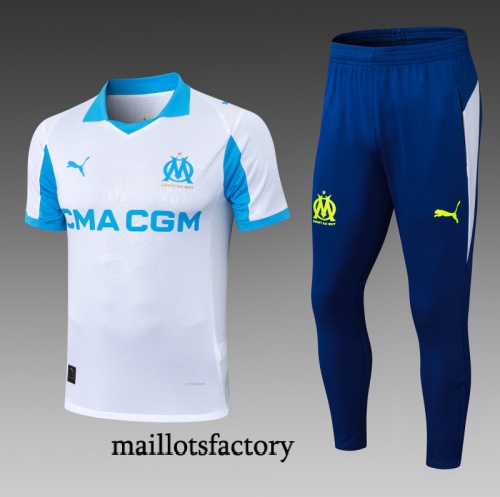Grossiste Maillot d'entrainement Marseille 2025/26 Blanc/Bleu Kit