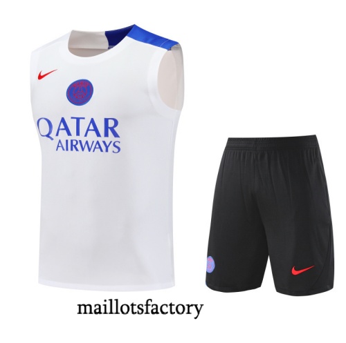Achetez Maillot d'entrainement Paris PSG Debardeur 2025/26 Blanc/Noir/Bleu Kit