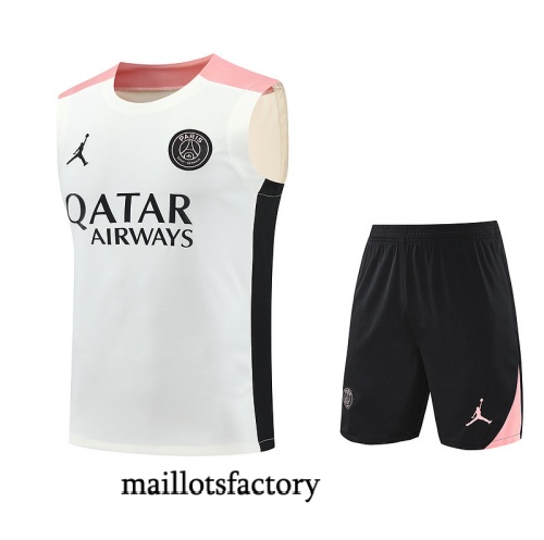 Site Maillot d'entrainement PSG Debardeur 2025/26 Blanc/Noir/Rose Kit