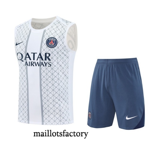 Achat Maillot d'entrainement PSG Debardeur 2025/26 Blanc/Bleu Kit