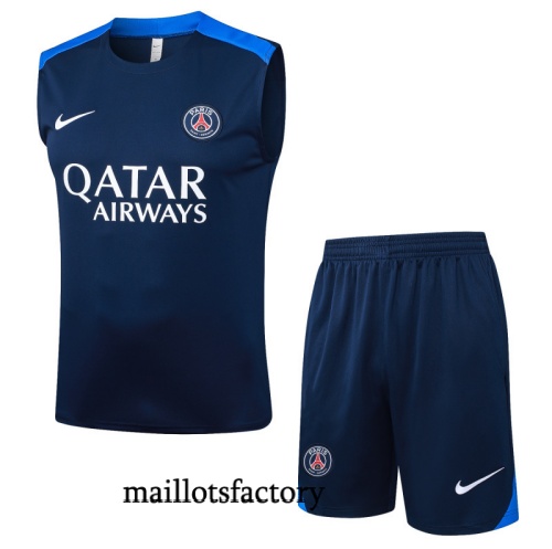 Soldes Maillot d'entrainement PSG Debardeur 2025/26 Bleu Marine/Bleu Kit