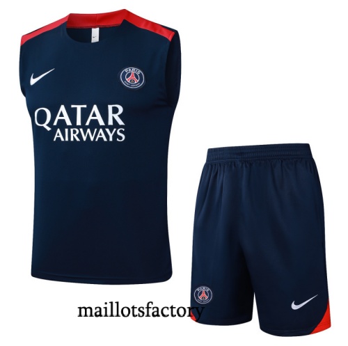 Grossiste Maillot d'entrainement PSG Debardeur 2025/26 Bleu Marine/Rouge Kit