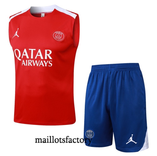 Grossiste Maillot d'entrainement PSG Debardeur 2025/26 Rouge/Bleu/Blanc Kit