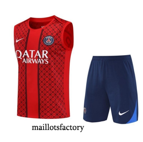 Site Maillot d'entrainement PSG Debardeur 2025/26 Rouge/Bleu Marine Kit