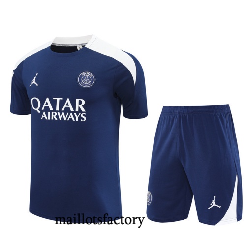 Soldes Maillot d'entrainement PSG Enfant + Shorts 2025/26 Bleu Marine/Blanc Kit