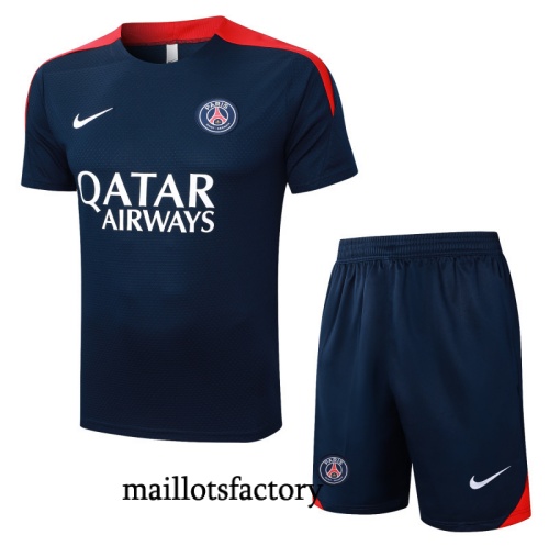 Soldes Maillot d'entrainement PSG + Shorts 2025/26 Bleu Marine/Rouge Kit