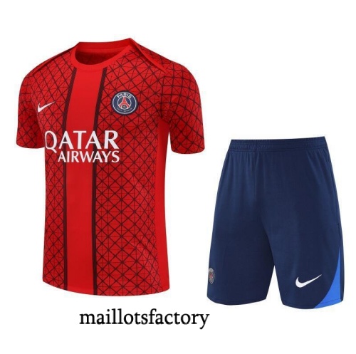 Achat Maillot d'entrainement PSG + Shorts 2025/26 Rouge/Bleu Marine Kit