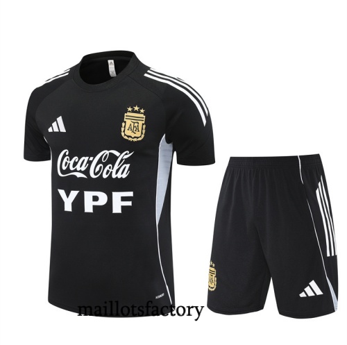 Site Maillot d'entrainement Argentine + Shorts 2025/26 Noir/Blanc Kit