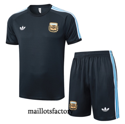 Soldes Maillot d'entrainement Argentine + Shorts 2025/26 Gris foncé/Bleu/Blanc Kit