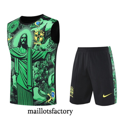 Achat Maillot d'entrainement Brésil Debardeur 2025/26 Vert/Noir Kit