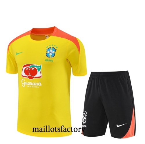 Achat Maillot d'entrainement Brésil + Shorts 2025/26 Jaune/Noir/Orange Kit