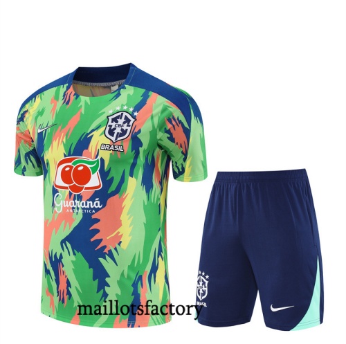 Soldes Maillot d'entrainement Brésil + Shorts 2025/26 Vert Kit