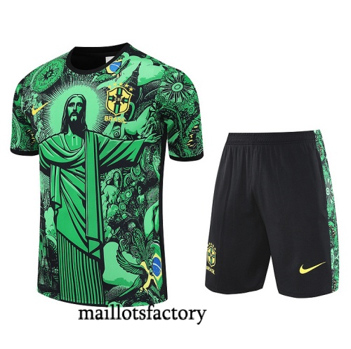 Achat Maillot d'entrainement Brésil + Shorts 2025/26 Vert/Noir Kit