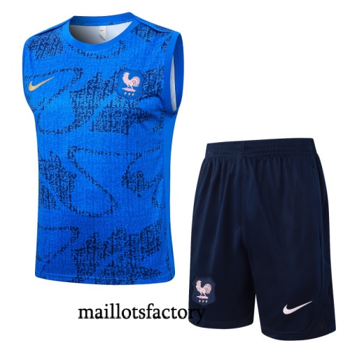 Soldes Maillot d'entrainement France Debardeur 2025/26 Bleu/Bleu Marine Kit
