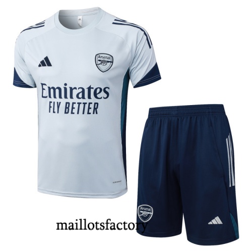 Grossiste Maillot d'entrainement Arsenal Shorts 2025/26 Gris Clair/Bleu Marine Kit