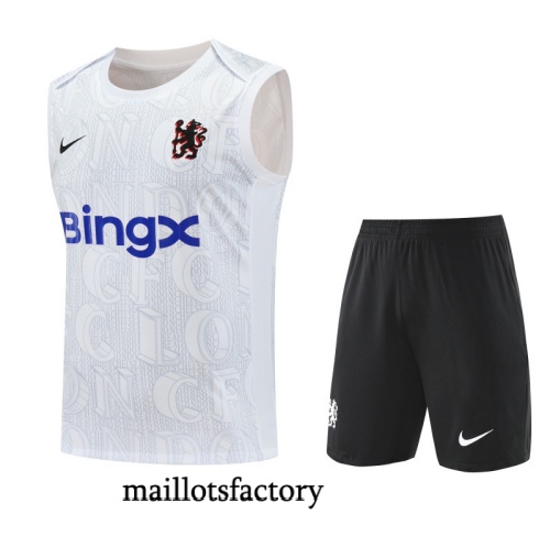 Site Maillot d'entrainement Chelsea Debardeur 2025/26 Blanc/Noir Kit