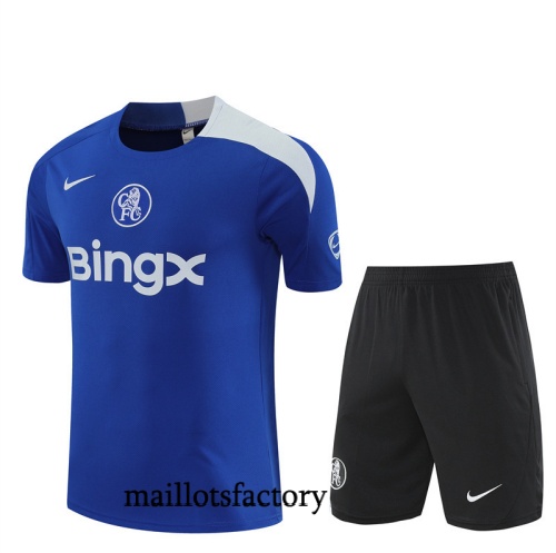 Achat Maillot d'entrainement Chelsea Enfant + Shorts 2025/26 Bleu/Noir/Blanc Kit