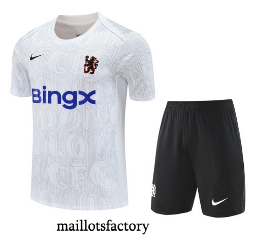 Grossiste Maillot d'entrainement Chelsea Shorts 2025/26 Blanc/Noir Kit