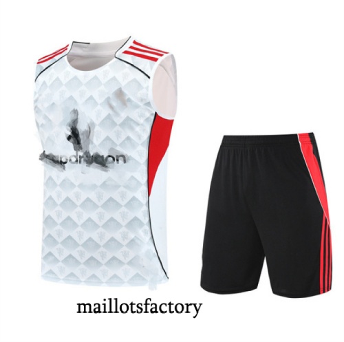 Achat Maillot d'entrainement Manchester United Debardeur 2025/26 Blanc/Noir/Rouge Kit