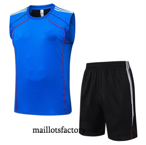 Grossiste Maillot d'entrainement Manchester United Debardeur 2025/26 Bleu/Noir/Blanc Kit