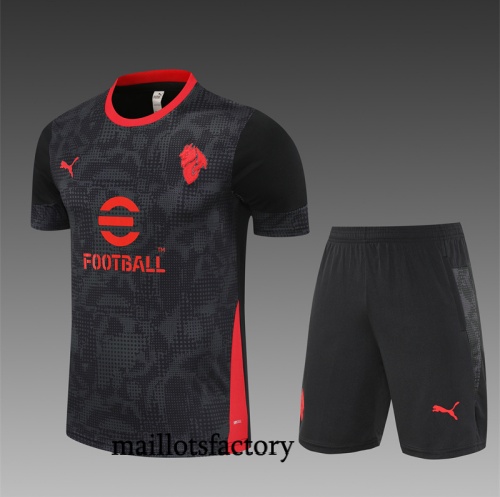 Site Maillot d'entrainement AC Milan Enfant + Shorts 2025/26 Noir/Rouge Kit