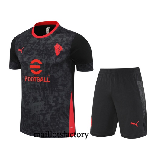 Grossiste Maillot d'entrainement AC Milan + Shorts 2025/26 Noir/Rouge Kit
