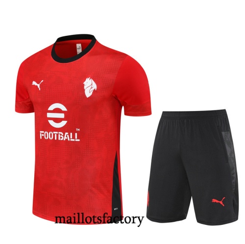 Achetez Maillot d'entrainement AC Milan + Shorts 2025/26 Rouge/Noir Kit