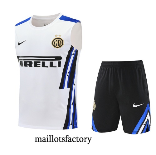 Achetez Maillot d'entrainement Inter Milan Debardeur 2025/26 Blanc/Noir/Bleu Kit