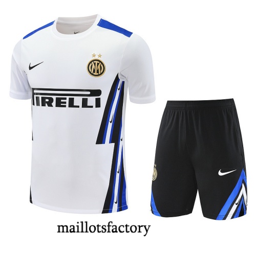 Soldes Maillot d'entrainement Inter Milan + Shorts 2025/26 Blanc/Noir/Bleu Kit