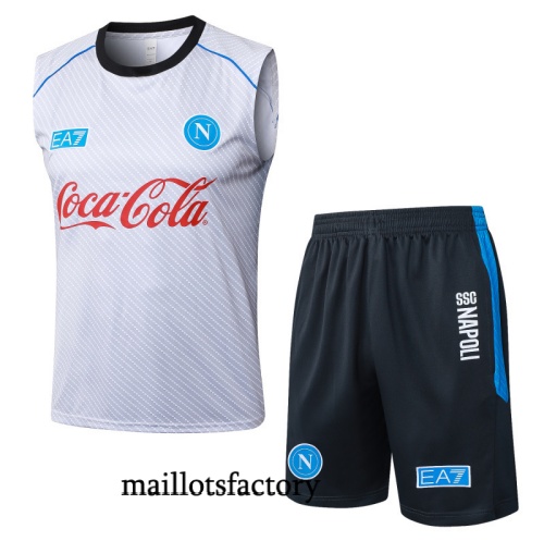 Site Maillot d'entrainement Naples Debardeur 2025/26 Gris Clair/Bleu Marine Kit