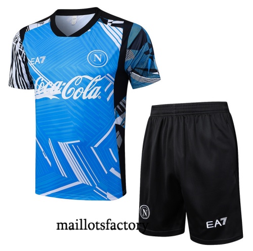 Site Maillot d'entrainement Naples + Shorts 2025/26 Bleu/Noir Kit