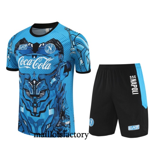 Soldes Maillot d'entrainement Naples + Shorts 2025/26 Bleu Clair/Noir Kit