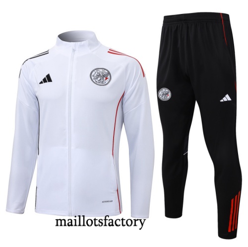 Achat Veste Survetement Ajax 2025/26 Blanc/Rouge