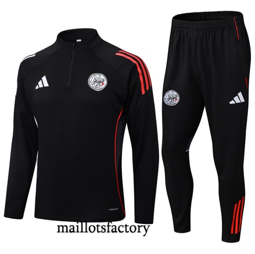 Soldes Survetement Ajax 2025/26 Noir/Rouge/Blanc