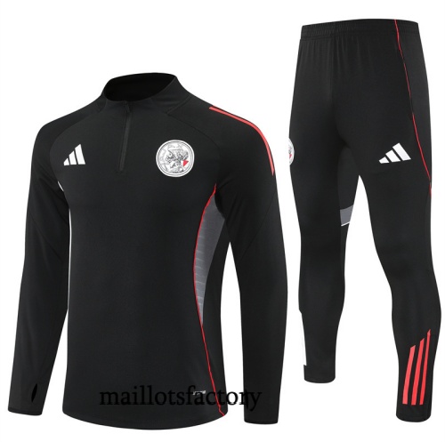 Grossiste Survetement Ajax 2025/26 Noir/Rouge/Blanc/Gris