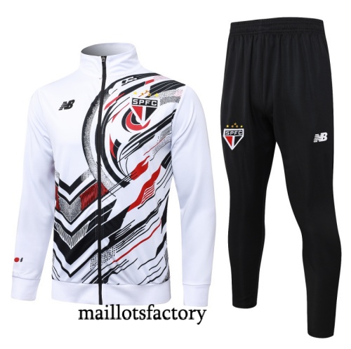 Grossiste Veste Survetement Sao Paulo 2025/26 Blanc/Noir