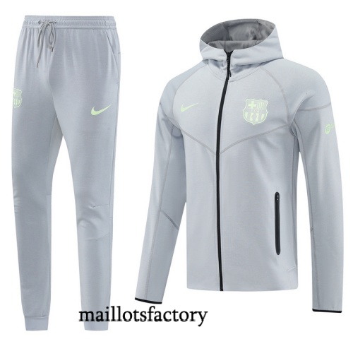 Soldes Veste Survetement Barcelone à capuche 2025/26 Gris/Noir